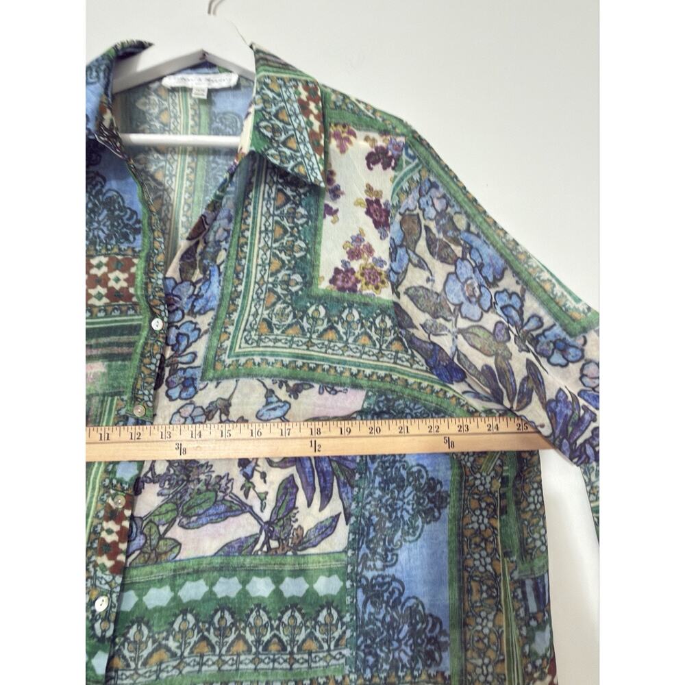 Chelsea & Theodore Boho Patchwork Arts Button Up Top Artsy Indie Peasant Size 1X - Picture 10 of 12